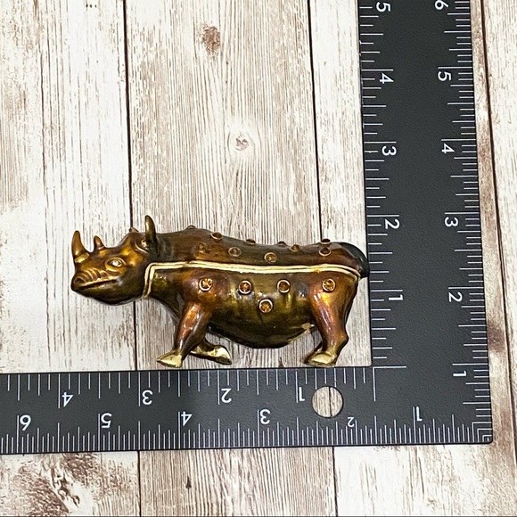 Artform Black Rhino Rhinoceros Enamel Trinket - Picture 8 of 13